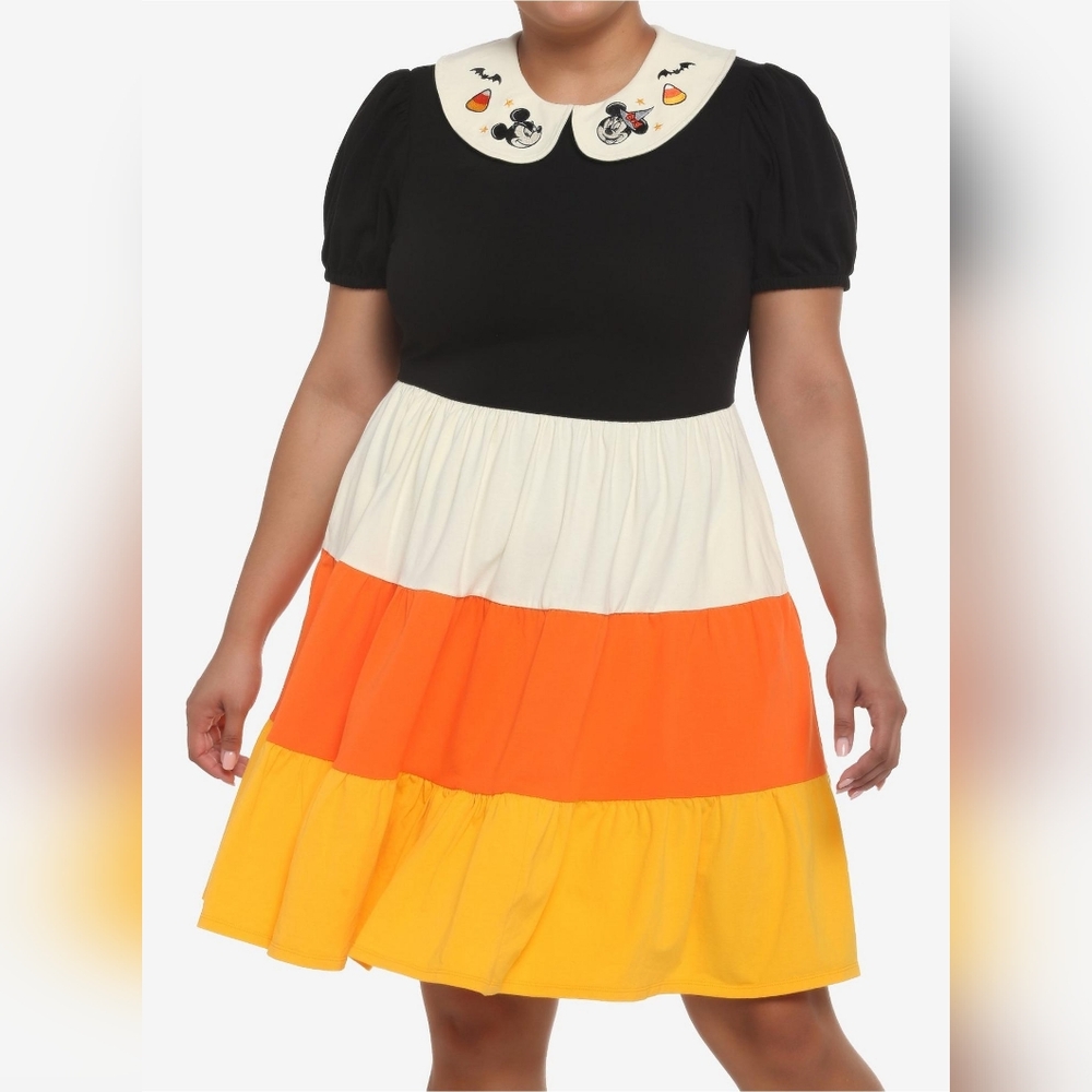 Her Universe Disney Mickey Minnie Candy Corn Halloween Collar Dress